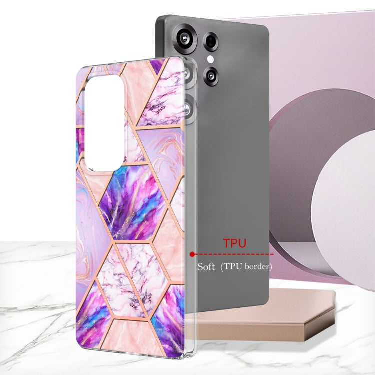 For Samsung Galaxy S25 Ultra 5G Electroplating Splicing Marble TPU Phone Case(Light Purple)