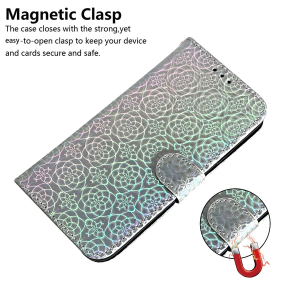 For Honor Magic6 Pro Colorful Magnetic Buckle Leather Phone Case(Silver)