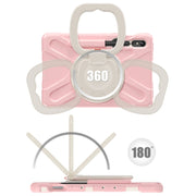 For Samsung Galaxy Tab S9 / S8 / S7 Silicone Hybrid PC Tablet Case with Holder & Shoulder Strap(Pink)