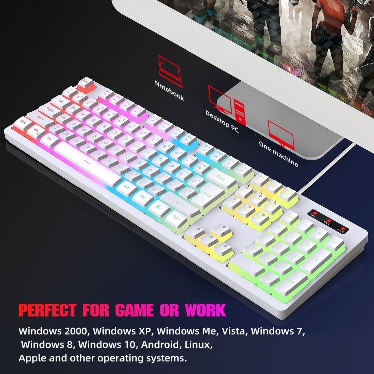 HXSJ L200+X100 Wired RGB Backlit Keyboard and Mouse Set 104 Pudding Key Caps + 3600DPI Mouse(Black)