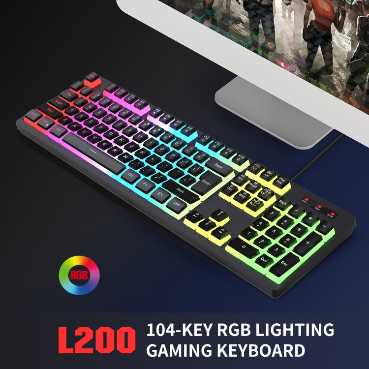 HXSJ L200 Wired RGB Backlit Keyboard 104 Pudding Key Caps(White)
