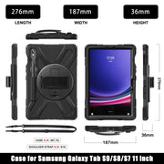 For Samsung Galaxy Tab S9 / S8 / S7 Rotary Handle Grab TPU + PC Tablet Case(Black)