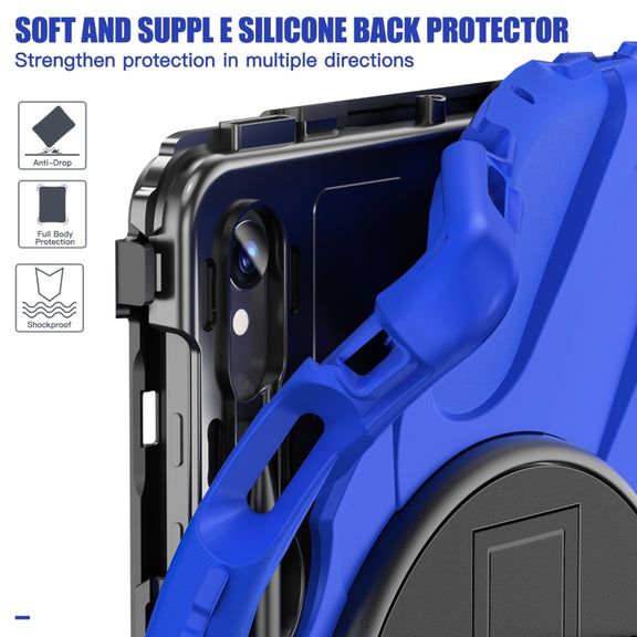 For Galaxy Tab S10 FE / S9 FE / S9 / S8 / S7 Rotatable Kickstand Grip Heavy Duty Hard Rugged Tablet Case(Blue)