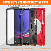 For Samsung Galaxy Tab S9+ / S8+ Rotatable Kickstand Grip Heavy Duty Hard Rugged Tablet Case(Red)
