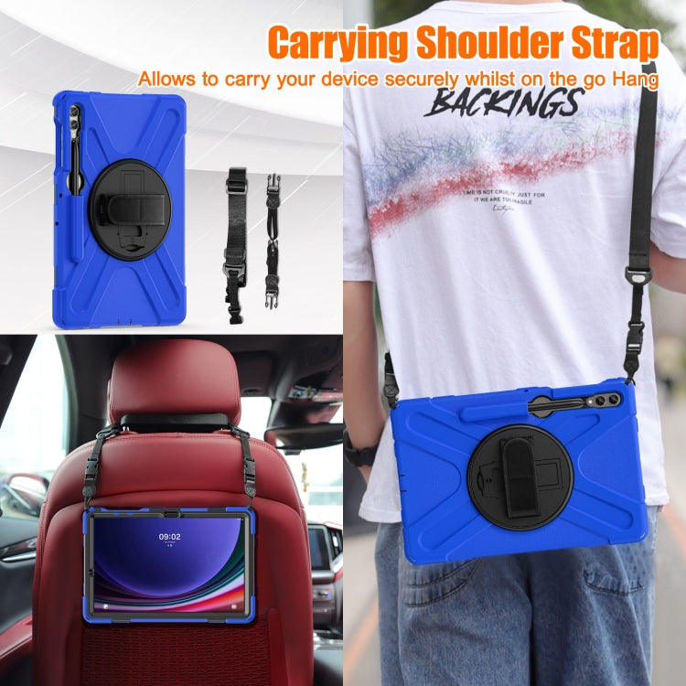 For Samsung Galaxy Tab S9+ / S8+ Rotary Handle Grab TPU + PC Tablet Case(Blue)