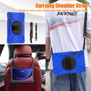For Samsung Galaxy Tab S9+ / S8+ Rotary Handle Grab TPU + PC Tablet Case(Blue)
