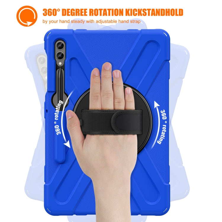 For Samsung Galaxy Tab S9+ / S8+ Rotary Handle Grab TPU + PC Tablet Case(Blue)