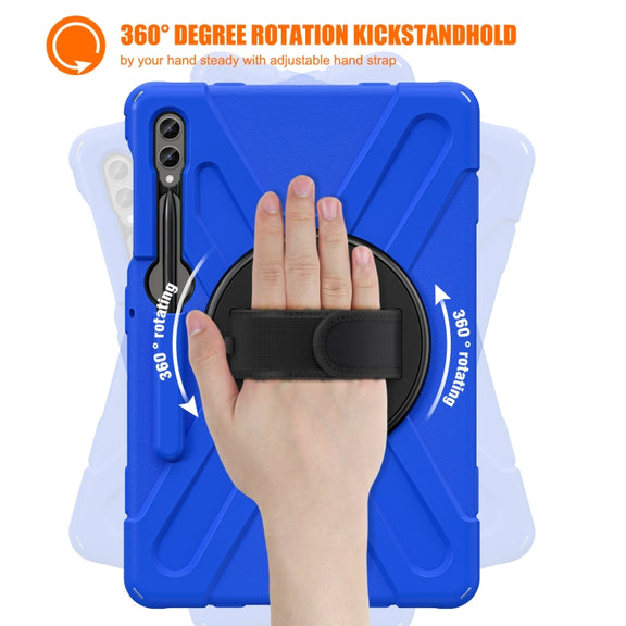 For Samsung Galaxy Tab S9+ / S8+ Rotary Handle Grab TPU + PC Tablet Case(Blue)