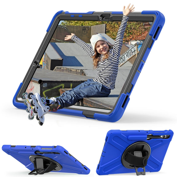 For Samsung Galaxy Tab S9+ / S8+ Rotary Handle Grab TPU + PC Tablet Case(Blue)