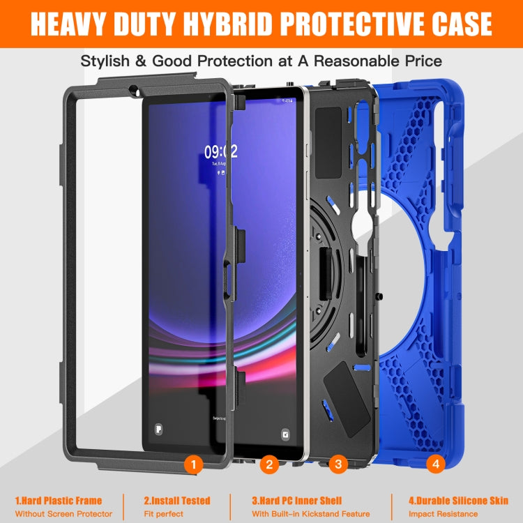 For Samsung Galaxy Tab S9+ / S8+ Rotary Handle Grab TPU + PC Tablet Case(Blue)