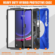 For Samsung Galaxy Tab S9+ / S8+ Rotary Handle Grab TPU + PC Tablet Case(Blue)