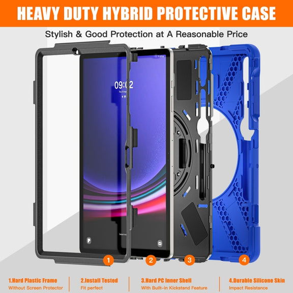 For Samsung Galaxy Tab S9+ / S8+ Rotary Handle Grab TPU + PC Tablet Case(Blue)