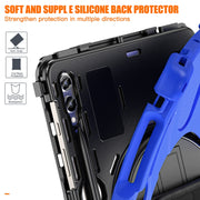 For Samsung Galaxy Tab S9+ / S8+ Rotary Handle Grab TPU + PC Tablet Case(Blue)