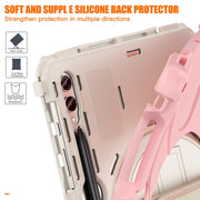 For Samsung Galaxy Tab S9+ / S8+ Rotary Handle Grab TPU + PC Tablet Case(Pink)