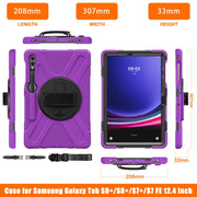 For Samsung Galaxy Tab S9+ / S8+ Rotatable Kickstand Grip Heavy Duty Hard Rugged Tablet Case(Purple)