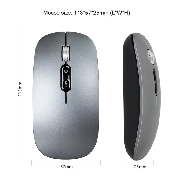 HXSJ M103 1600DPI 2.4GHz Wireless Rechargeable Mouse(Grey)