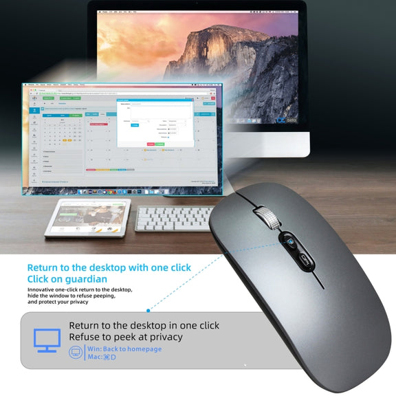 HXSJ M103 1600DPI 2.4GHz Wireless Rechargeable Mouse(Grey)