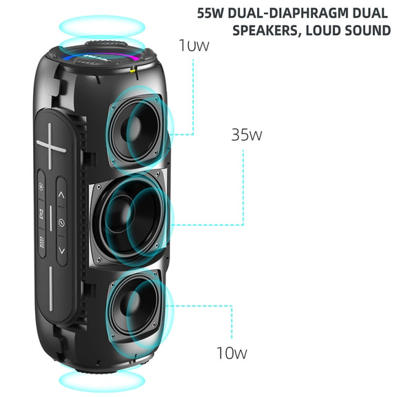 HOPESTAR P32Max 55W IPX6 Water-resistant Portable Wireless Bluetooth Speaker(Grey)