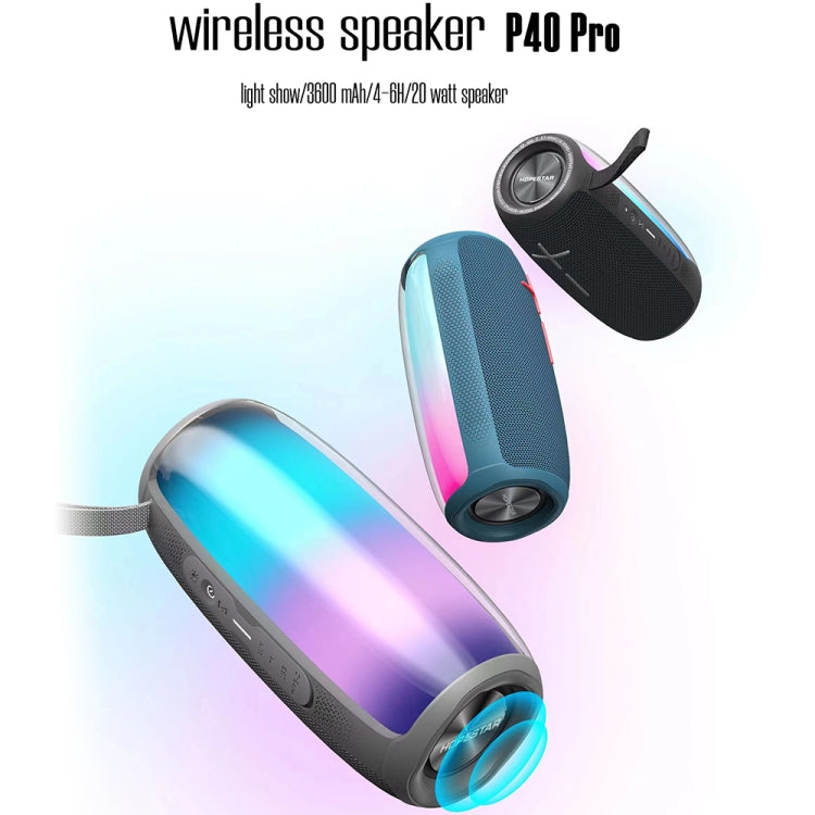 HOPESTAR P40 Pro IPX6 Water-resistant RGB Light Wireless Bluetooth Speaker(Black)