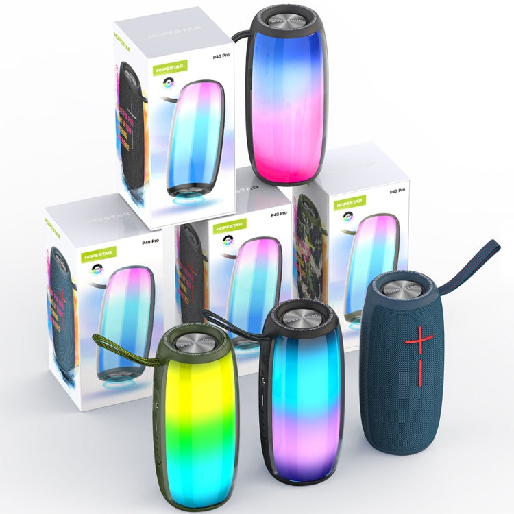 HOPESTAR P40 Pro IPX6 Water-resistant RGB Light Wireless Bluetooth Speaker(Blue)