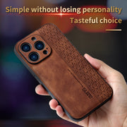 For iPhone 15 Pro Max AZNS 3D Embossed Skin Feel Phone Case(Brown)