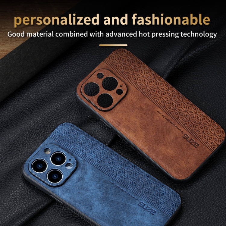 For iPhone 15 Pro Max AZNS 3D Embossed Skin Feel Phone Case(Brown)