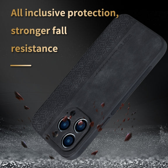 For iPhone 15 Pro Max AZNS 3D Embossed Skin Feel Phone Case(Brown)