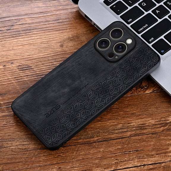 For iPhone 16 Pro AZNS 3D Embossed Skin Feel Phone Case(Black)