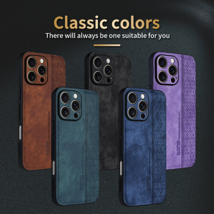 For iPhone 16 Pro AZNS 3D Embossed Skin Feel Phone Case(Black)