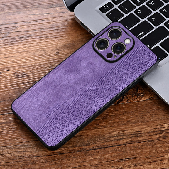 For iPhone 16 Pro AZNS 3D Embossed Skin Feel Phone Case(Purple)