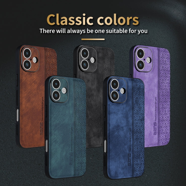 For iPhone 16 Plus AZNS 3D Embossed Skin Feel Phone Case(Black)
