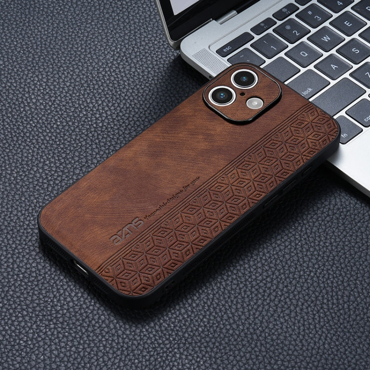 For iPhone 16 Plus AZNS 3D Embossed Skin Feel Phone Case(Brown)