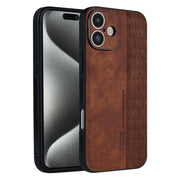For iPhone 16 AZNS 3D Embossed Skin Feel Phone Case(Brown)