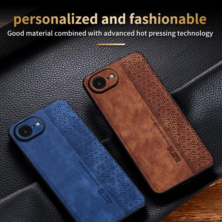For iPhone 16e AZNS 3D Embossed Skin Feel Phone Case(Brown)