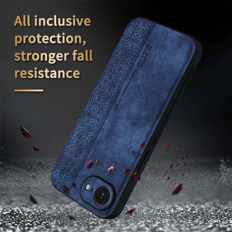 For iPhone 16e AZNS 3D Embossed Skin Feel Phone Case(Brown)
