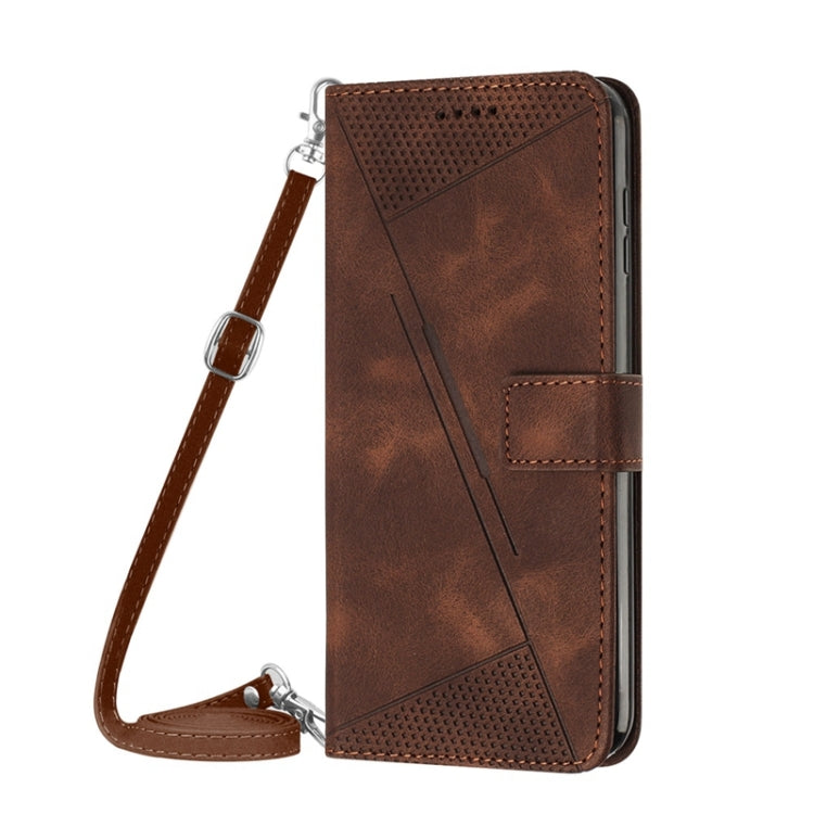 For Samsung Galaxy M33 Dream Triangle Leather Phone Case with Long Lanyard(Brown)