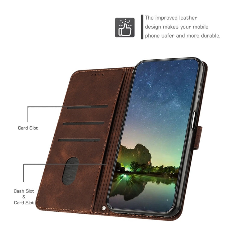 For Samsung Galaxy M33 Dream Triangle Leather Phone Case with Long Lanyard(Brown)