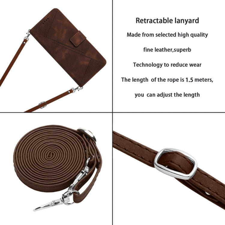 For Samsung Galaxy M33 Dream Triangle Leather Phone Case with Long Lanyard(Brown)