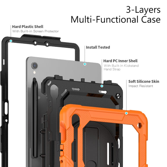 For Samsung Galaxy Tab S9 / S8 / S7 Silicone + PC Tablet Case(Orange+Black)