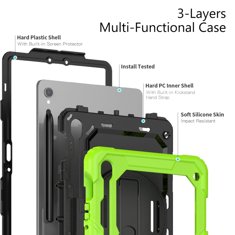 For Samsung Galaxy Tab S9 / S8 / S7 Silicone + PC Tablet Case(Yellow Green+Black)