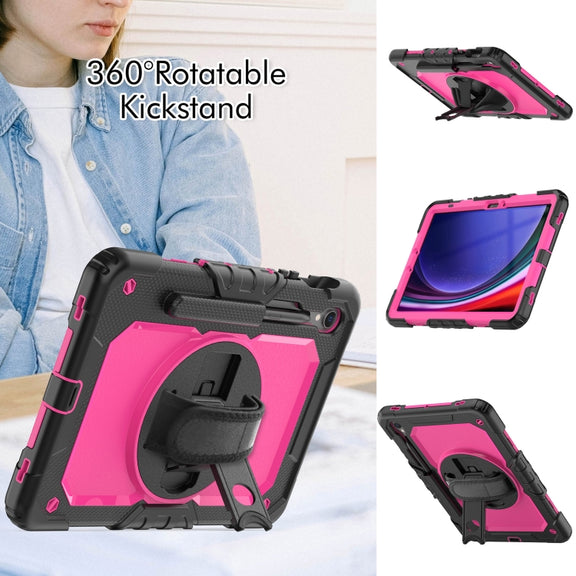 For Samsung Galaxy Tab S9 / S8 / S7 Silicone + PC Tablet Case(Black+Rose Red)