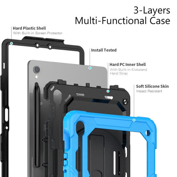 For Samsung Galaxy Tab S9 / S8 / S7 Silicone + PC Tablet Case(Light Blue+Black)
