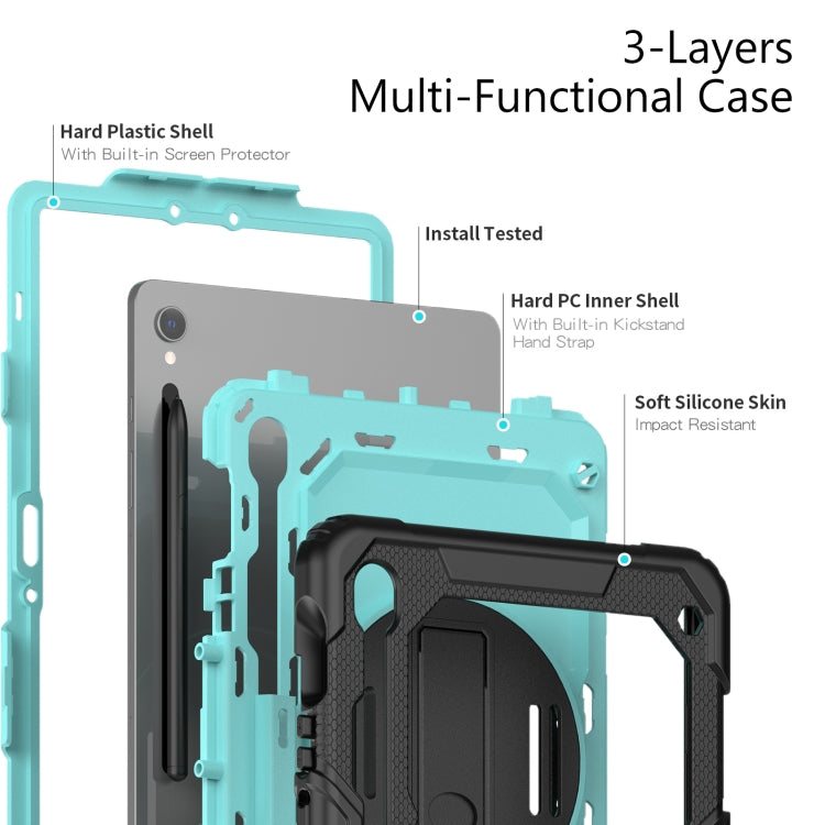 For Samsung Galaxy Tab S9 / S8 / S7 Silicone + PC Tablet Case(Black+Light Blue)