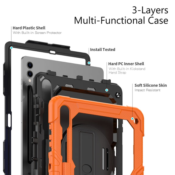 For Samsung Galaxy Tab S10+ / S9+ / S9 FE+ Silicone + PC Tablet Case(Orange+Black)