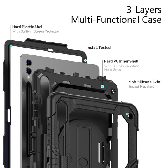 For Samsung Galaxy Tab S10+ / S9+ / S9 FE+ Silicone + PC Tablet Case(Black)