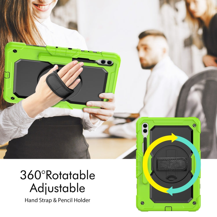 For Samsung Galaxy Tab S9+ / S8+ Silicone + PC Tablet Case(Yellow Green+Black)