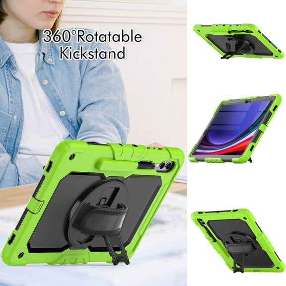 For Samsung Galaxy Tab S9+ / S8+ Silicone + PC Tablet Case(Yellow Green+Black)