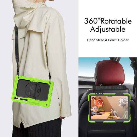 For Samsung Galaxy Tab S9+ / S8+ Silicone + PC Tablet Case(Yellow Green+Black)
