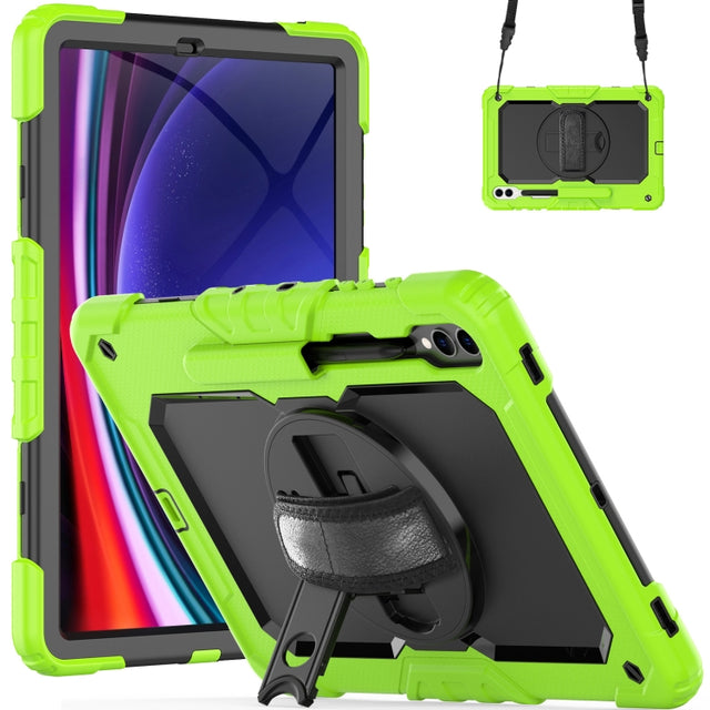 For Samsung Galaxy Tab S9+ / S8+ Silicone + PC Tablet Case(Yellow Green+Black)