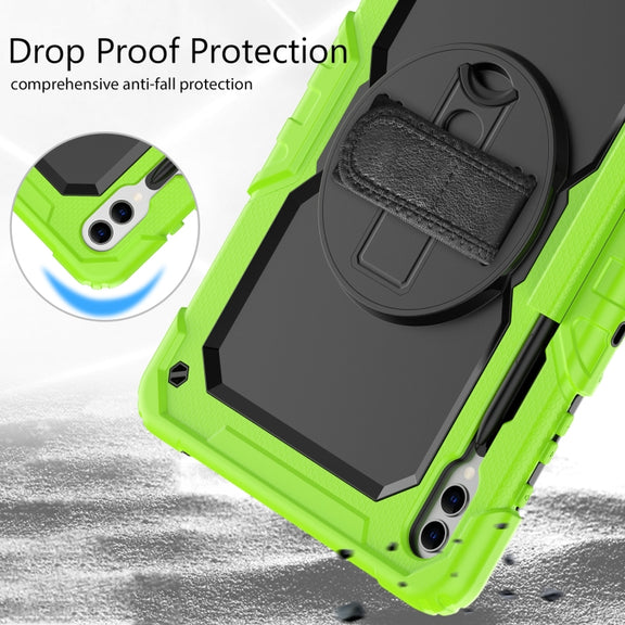 For Samsung Galaxy Tab S9+ / S8+ Silicone + PC Tablet Case(Yellow Green+Black)